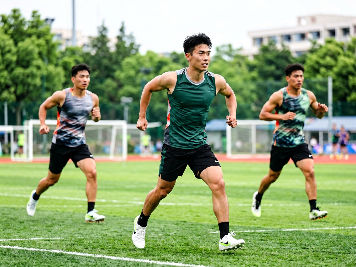 运动员在专业训练场地进行体能训练